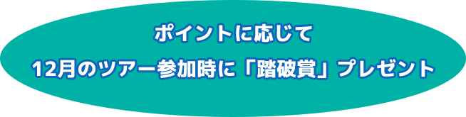 ポイントに応じて12月のツアー参加時に「オリジナルバッチ」プレゼント